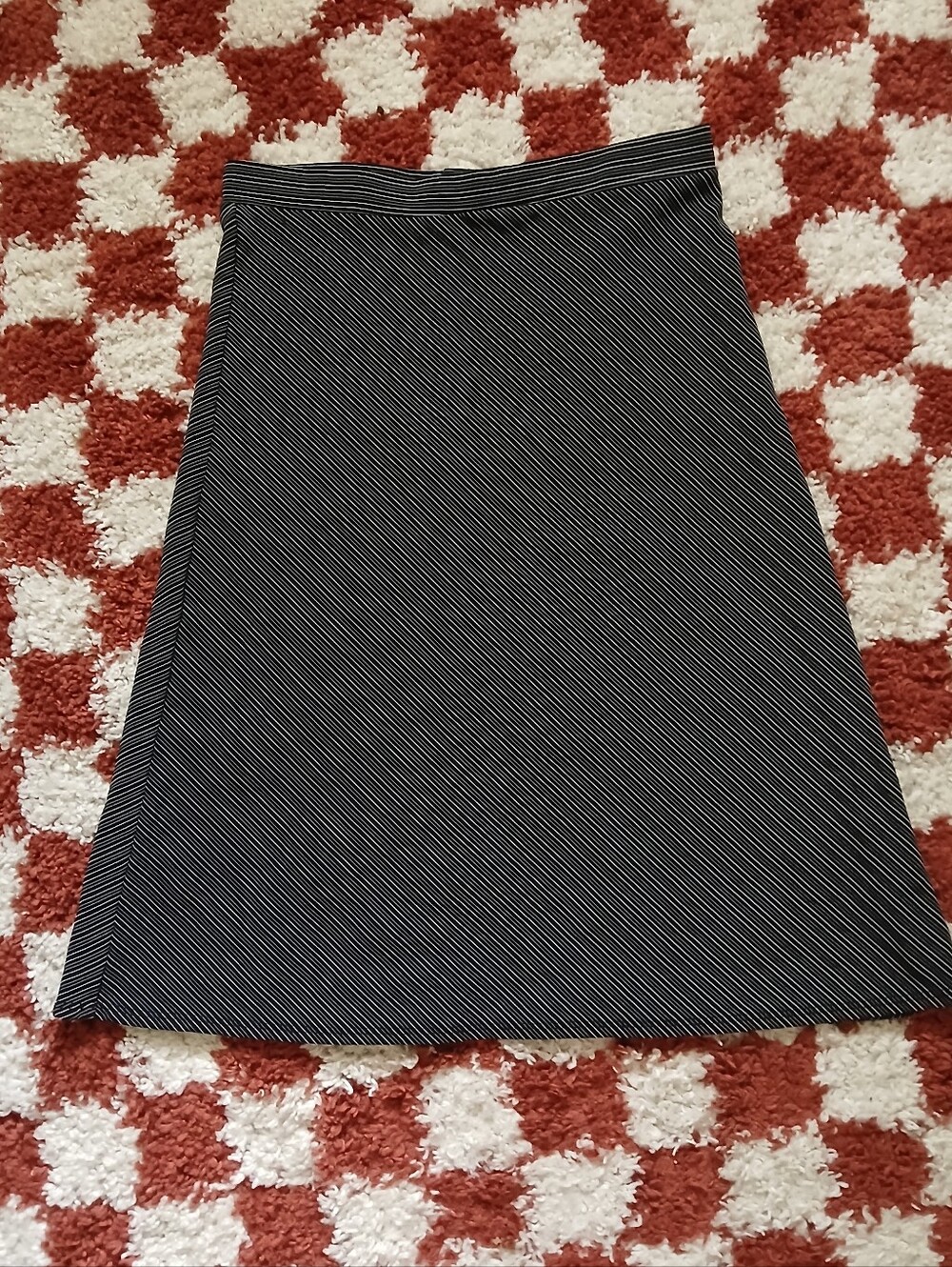 Vintage Y2K 579 Black And White Striped Midi Skirt
